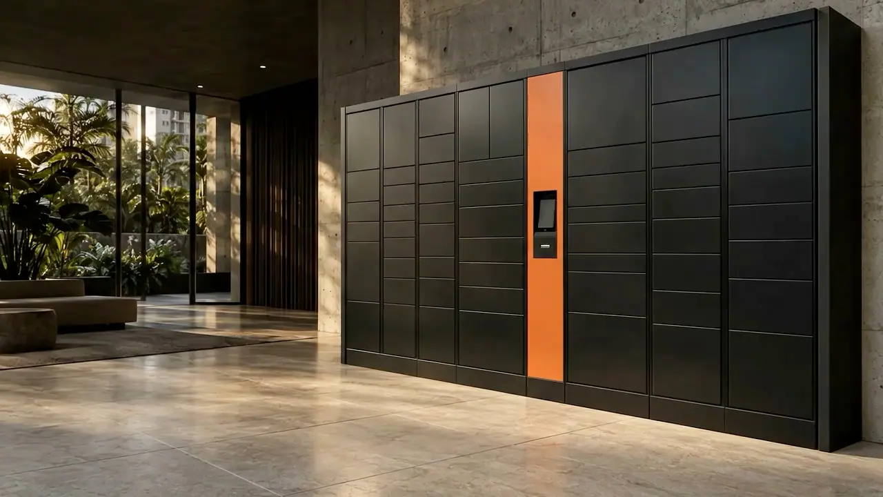 Federal Locker instalado em um condomínio contemporâneo
